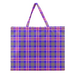 Tartan Purple Zipper Large Tote Bag by tartantotartanspink2