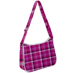 Pink Tartan-9 Zip Up Shoulder Bag by tartantotartanspink2