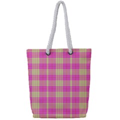 Pink Tartan 4 Full Print Rope Handle Tote (small) by tartantotartanspink2