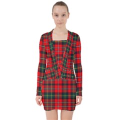 Boyd Modern Tartan 2 V-neck Bodycon Long Sleeve Dress by tartantotartansred