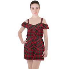 Boyd Modern Tartan Ruffle Cut Out Chiffon Playsuit by tartantotartansred