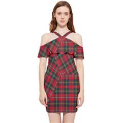 Boyd Modern Tartan Shoulder Frill Bodycon Summer Dress by tartantotartansred