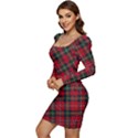 Boyd Modern Tartan Women Long Sleeve Ruched Stretch Jersey Dress View3