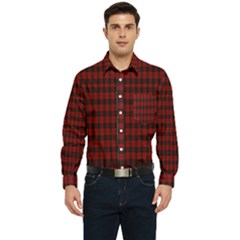 Tartan Red Men s Long Sleeve Pocket Shirt  by tartantotartansallreddesigns