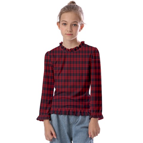 Tartan Red Kids  Frill Detail Tee by tartantotartansallreddesigns