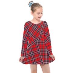 Macfarlane Modern Heavy Tartan Kids  Long Sleeve Dress by tartantotartansallreddesigns