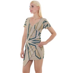 Abstract Pattern Geometric Backgrounds   Short Sleeve Asymmetric Mini Dress by Eskimos