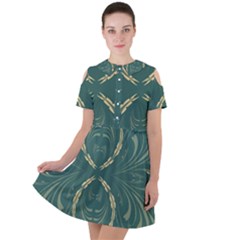 Floral Folk Damask Pattern Fantasy Flowers  Short Sleeve Shoulder Cut Out Dress  by Eskimos