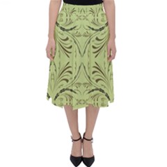 Floral Folk Damask Pattern Fantasy Flowers  Classic Midi Skirt by Eskimos