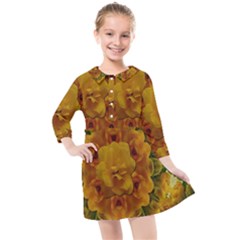 Tropical Spring Rose Flowers In A Good Mood Decorative Kids  Quarter Sleeve Shirt Dress by pepitasart