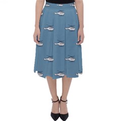 Cartoon Sketchy Helicopter Drawing Motif Pattern Classic Midi Skirt by dflcprintsclothing