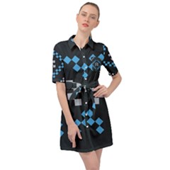 Abstract Pattern Geometric Backgrounds   Belted Shirt Dress by Eskimos