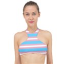 Trans Flag Stripes High Neck Bikini Top View1