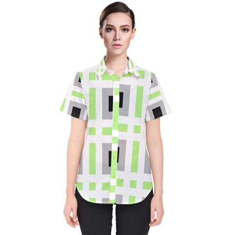 Agender Flag Plaid Women s Short Sleeve Shirt by WetdryvacsLair