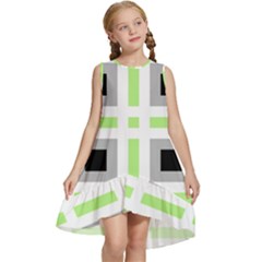 Agender Flag Plaid Kids  Frill Swing Dress by WetdryvacsLair