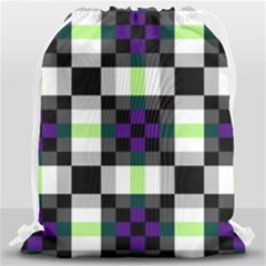 Agender Flag Plaid With Difference Drawstring Bag (large) by WetdryvacsLair