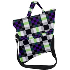 Agender Flag Plaid With Difference Fold Over Handle Tote Bag by WetdryvacsLair