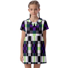 Agender Flag Plaid With Difference Kids  Asymmetric Collar Dress by WetdryvacsLair