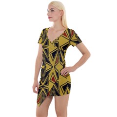 Abstract Pattern Geometric Backgrounds   Short Sleeve Asymmetric Mini Dress by Eskimos