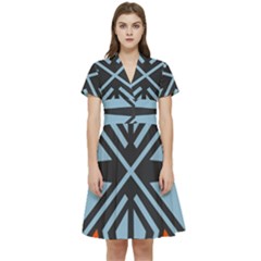 Abstract Geometric Design    Short Sleeve Waist Detail Dress by Eskimos