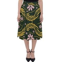 Folk Flowers Print Floral Pattern Ethnic Art Classic Midi Skirt by Eskimos