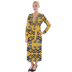 Abstract Pattern Geometric Backgrounds Velvet Maxi Wrap Dress by Eskimos