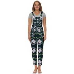 Folk Flowers Print Floral Pattern Ethnic Art Women s Pinafore Overalls Jumpsuit by Eskimos