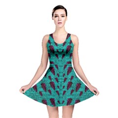 Leaves On Adorable Peaceful Captivating Shimmering Colors Reversible Skater Dress by pepitasart