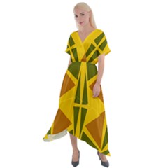  Abstract Geometric Design   Geometric Fantasy  Terrazzo  Cross Front Sharkbite Hem Maxi Dress by Eskimos