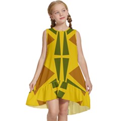 Folk Flowers Floral Art Print Flowers Abstract Art  Kids  Frill Swing Dress by Eskimos