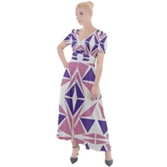 Abstract Pattern Geometric Backgrounds  Button Up Short Sleeve Maxi Dress by Eskimos