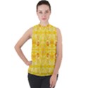 Folk flowers print Floral pattern Ethnic art Mock Neck Chiffon Sleeveless Top View1