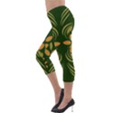 Folk flowers print Floral pattern Ethnic art Lightweight Velour Capri Leggings  View3