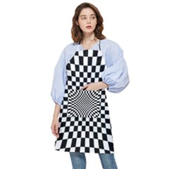 Illusion Checkerboard Black And White Pattern Pocket Apron by Nexatart