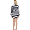 Illusion Checkerboard Black And White Pattern Long Sleeve Satin Robe View2