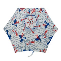 Nautical Cats Seamless Pattern Mini Folding Umbrellas by Jancukart