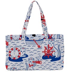 Nautical Cats Seamless Pattern Canvas Work Bag by Jancukart