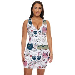 Pattern With Cute Cat Heads Draped Bodycon Dress by Jancukart