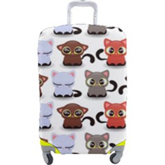 Seamless Pattern With Cute Little Kittens Various Color Luggage Cover (large) by Jancukart