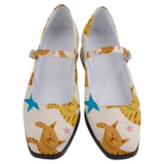 Cute Cats Seamless Pattern With Stars Funny Drawing Kittens Women s Mary Jane Shoes by Jancukart