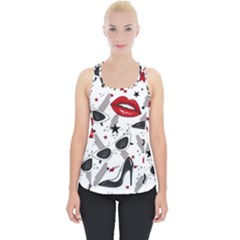 Red Lips Black Heels Pattern Piece Up Tank Top by Jancukart