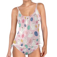 Cute Bunnies Easter Eggs Seamless Pattern Tankini Set by Jancukart