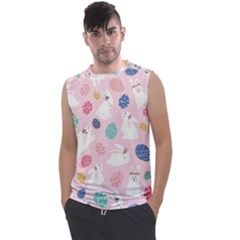 Cute Bunnies Easter Eggs Seamless Pattern Men s Regular Tank Top by Jancukart