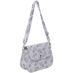 Cute Pattern With Easter Bunny Egg Saddle Handbag by Jancukart