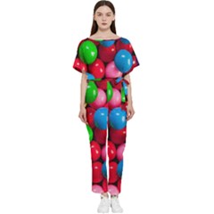 Bubble Gum Batwing Lightweight Chiffon Jumpsuit by artworkshop