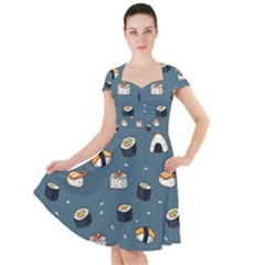 Sushi Pattern Cap Sleeve Midi Dress by Jancukart