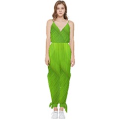 Banana Leaf Sleeveless Tie Ankle Chiffon Jumpsuit by artworkshop