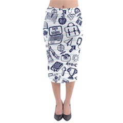 Hand-drawn-back-school-pattern Midi Pencil Skirt by Jancukart