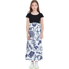 Hand-drawn-back-school-pattern Kids  Flared Maxi Skirt by Jancukart