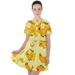 Banana Cichlid Short Sleeve Shoulder Cut Out Dress  by artworkshop